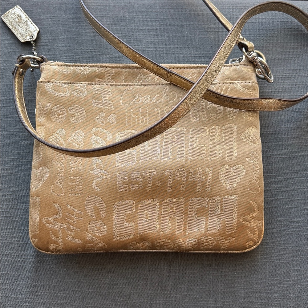 Coach‎ Poppy Metallic Gold Crossbody Bag - Picture 4 of 7